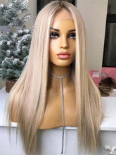 Platinum Blonde Straight Middle Part Lace Front Human Hair Wig - Everyday Wigs